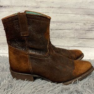 Corral Women's Abstract Chocolate Tan Lamb Round Toe Western Booties C1064 9.5